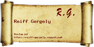 Reiff Gergely névjegykártya